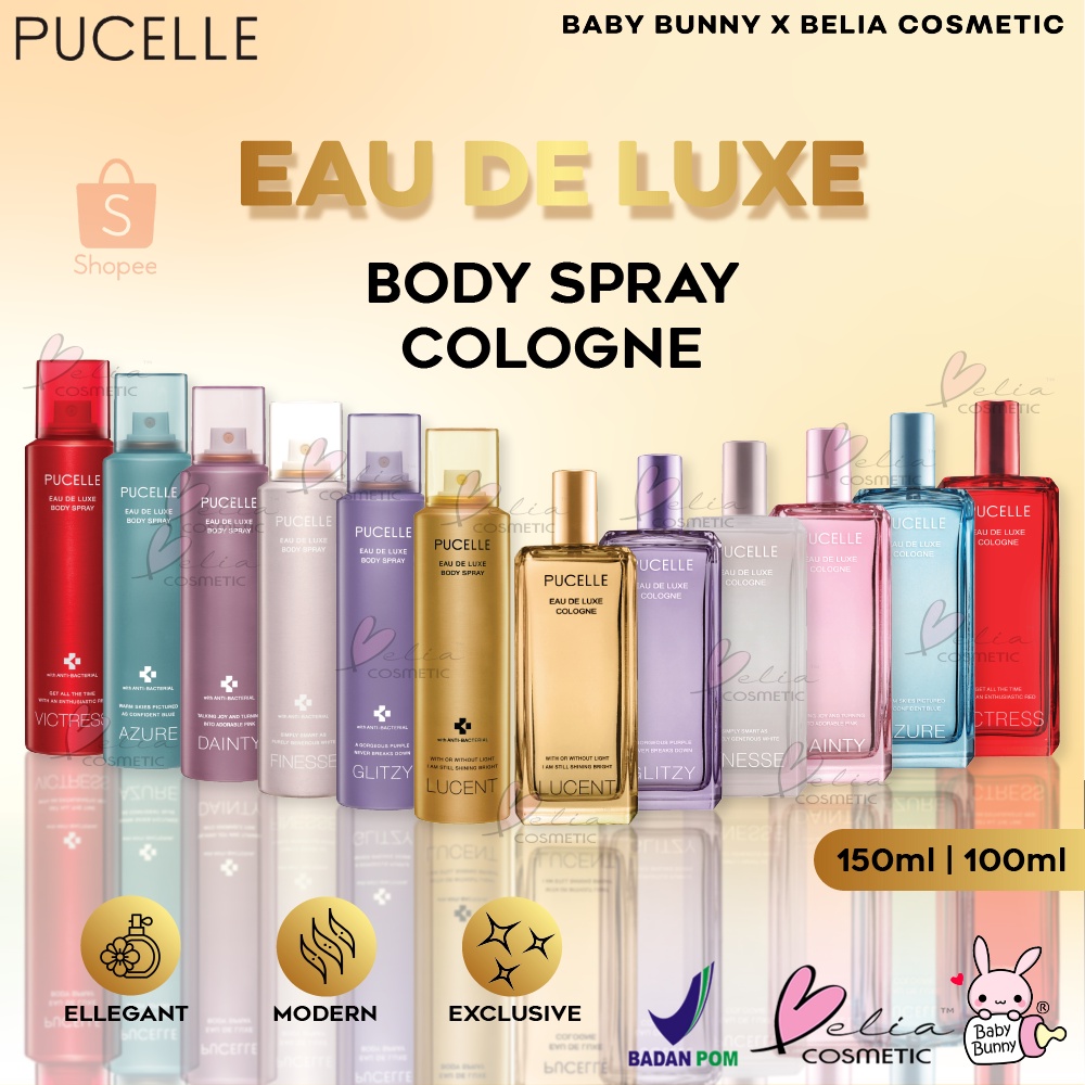 ❤ BELIA ❤ PUCELLE Eau De Luxe Cologne 100ml | Body Spray 150ml | Parfum Perfume | Wangi Tubuh Mewah Tahan Lama