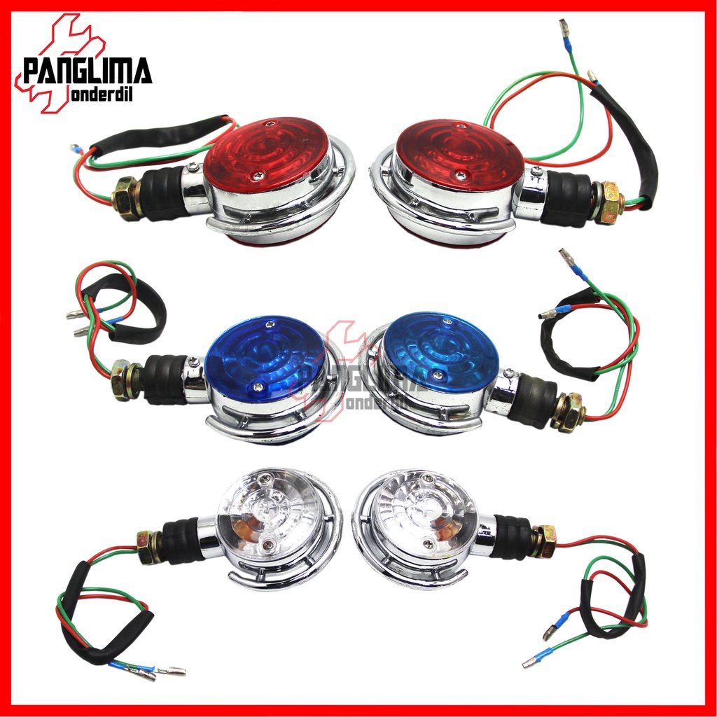 Lampu Sein Bulat Universal Warna Putih-Merah-Biru Sen-Sign Ritting-Riting-Retting-Reting