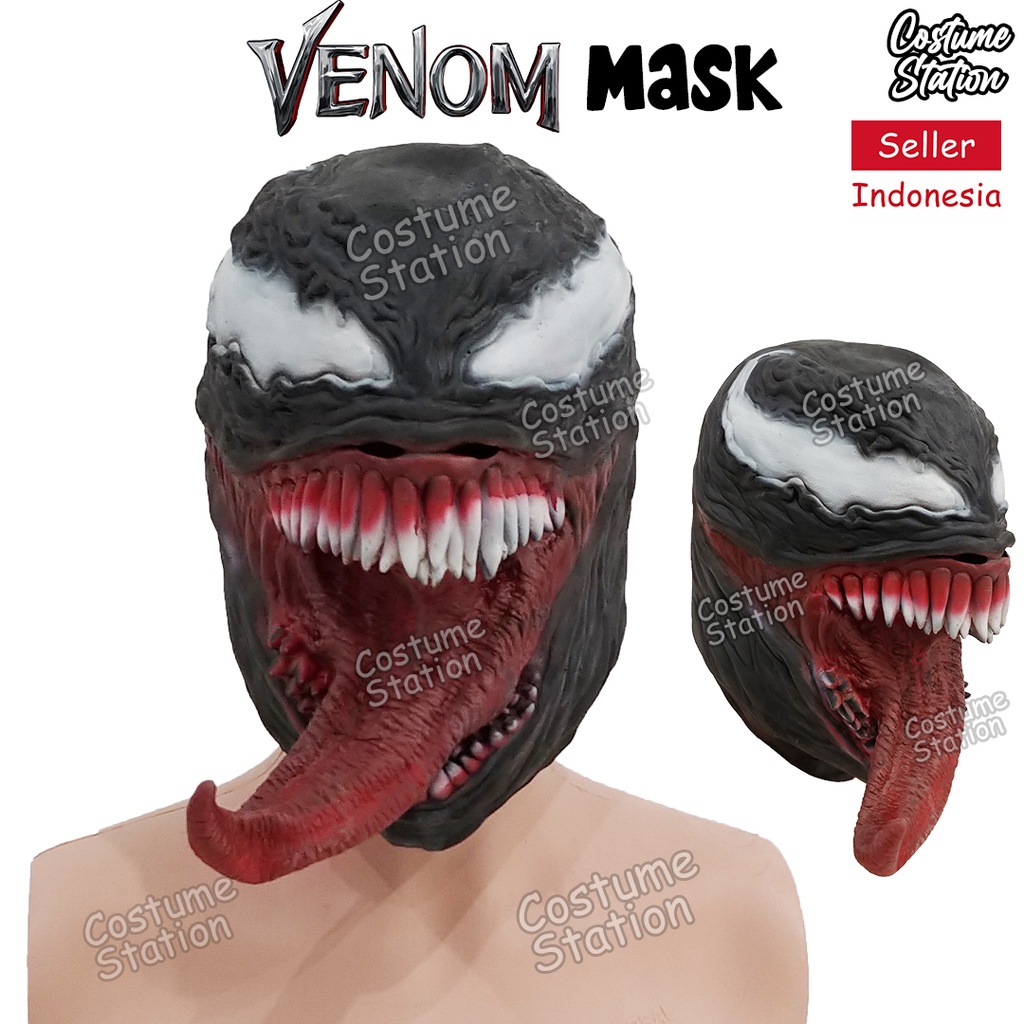 Topeng Venom / Mask Latex Setan Hantu Aksesoris Pesta Halloween