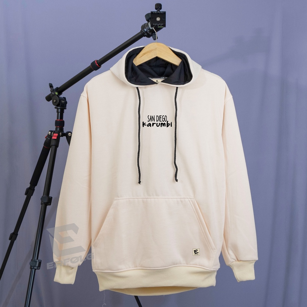 ErfolgOffiziell Clothing Hoodie Original Pria Wanita Warna Light Cream Sweater Oversize Basic Sablon Motif San Diego Karumbi Switer Oblong Jumper Jumbo Brand Lokal Distro Bandung Suwiter Hodie Bahan Katun Fleece Tebal Premium Gaya Aestetic Korean Style