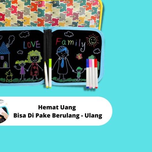 

Buku Gambar Portable Ajaib Drawing Magic Board Glow in The Dark - dino biru