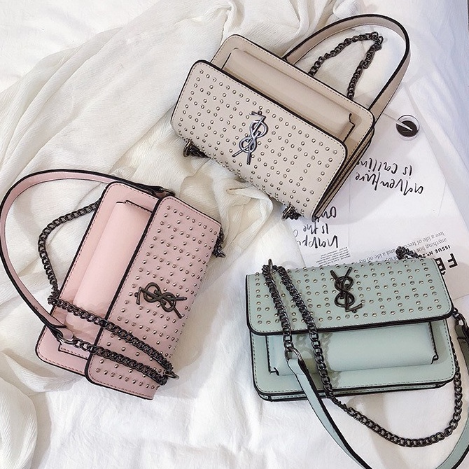 Tas Wanita Model Tali Rantai Embos Sling Bag Import Korean Style