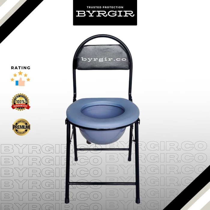 BYRGIR Kursi Toilet Duduk Bangku BAB/BAK Commode Chair Lipat Ringan Mini Lansia Portable Chair WC Tanpa Roda Praktis Good