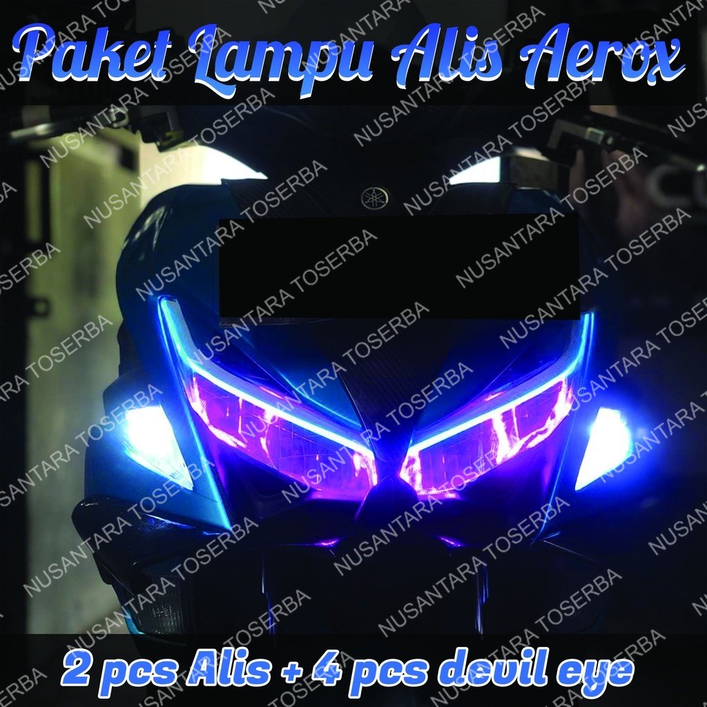 Siap Pakai Lampu Alis Aerox 155 Bonus Demon Eye Siap Pakai LAMPU LED ALIS AEROX 155 V 2 BONUS DEVIL 