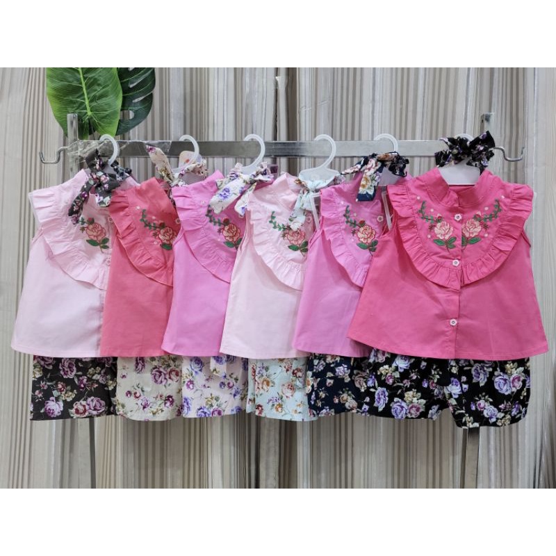 baju bayi perempuan stelan celana bunga baby girl