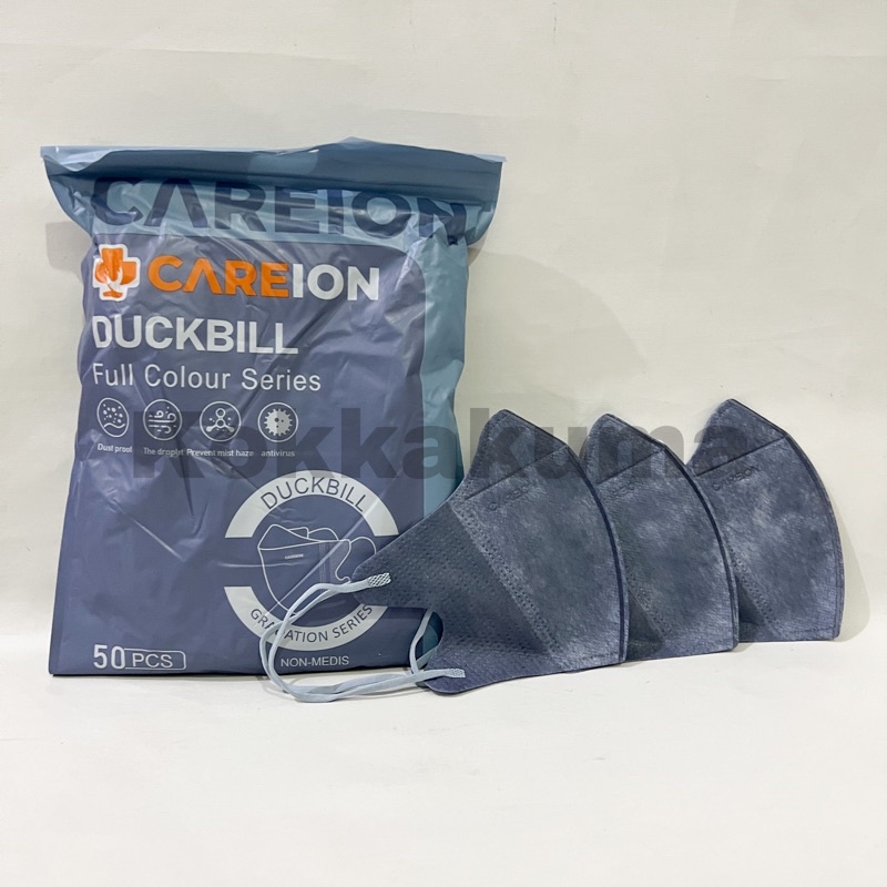 Masker Mouson Duckbill Garis 4 PLY isi 50 pcs Impor Disposable Mask Dewasa Hitam / Putih-CareionDBMidnightBlu