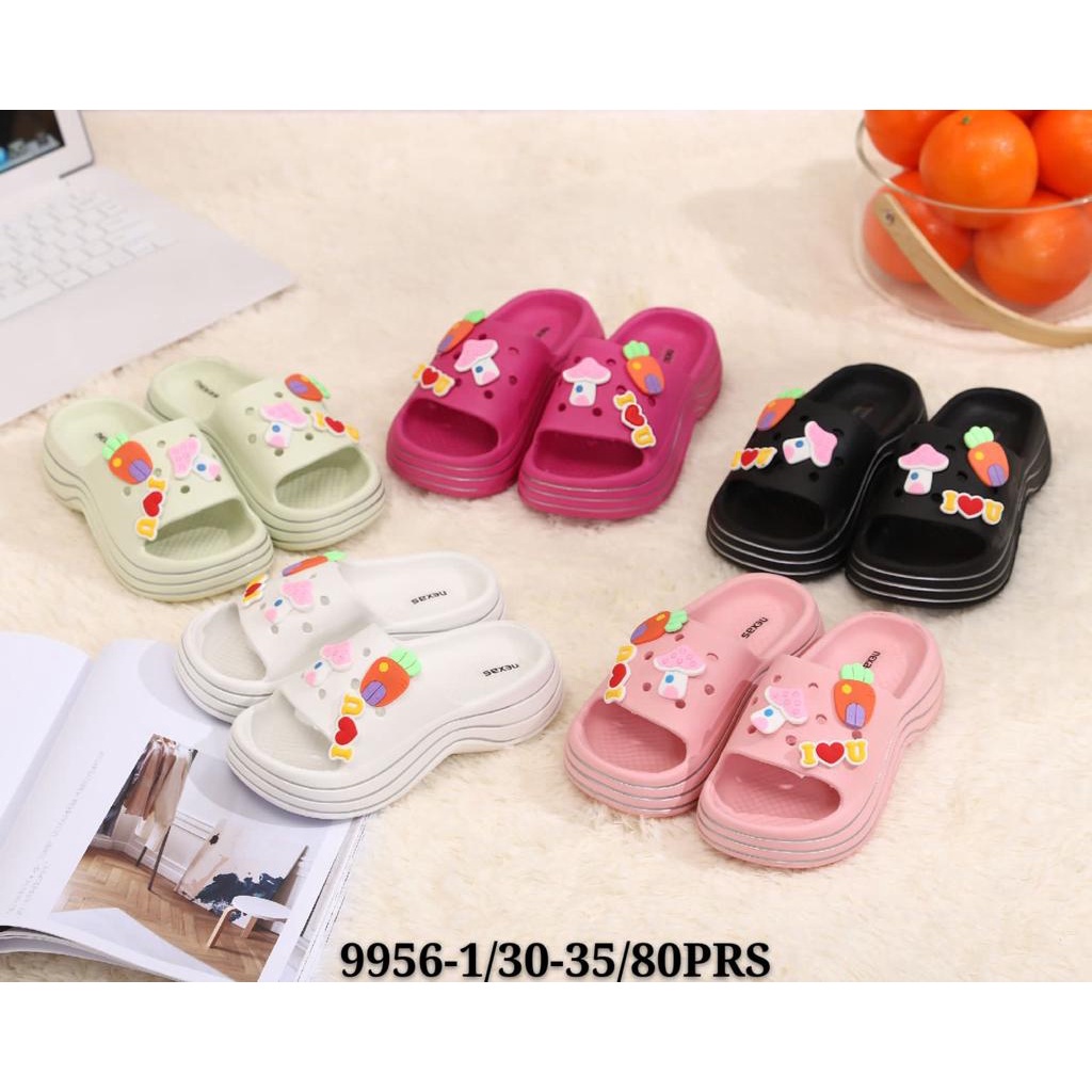 Sandal Fuji Anak Perempuan EVA Wedges Jibbitz Sol Tebal Empuk Import NEXAS 9956-1