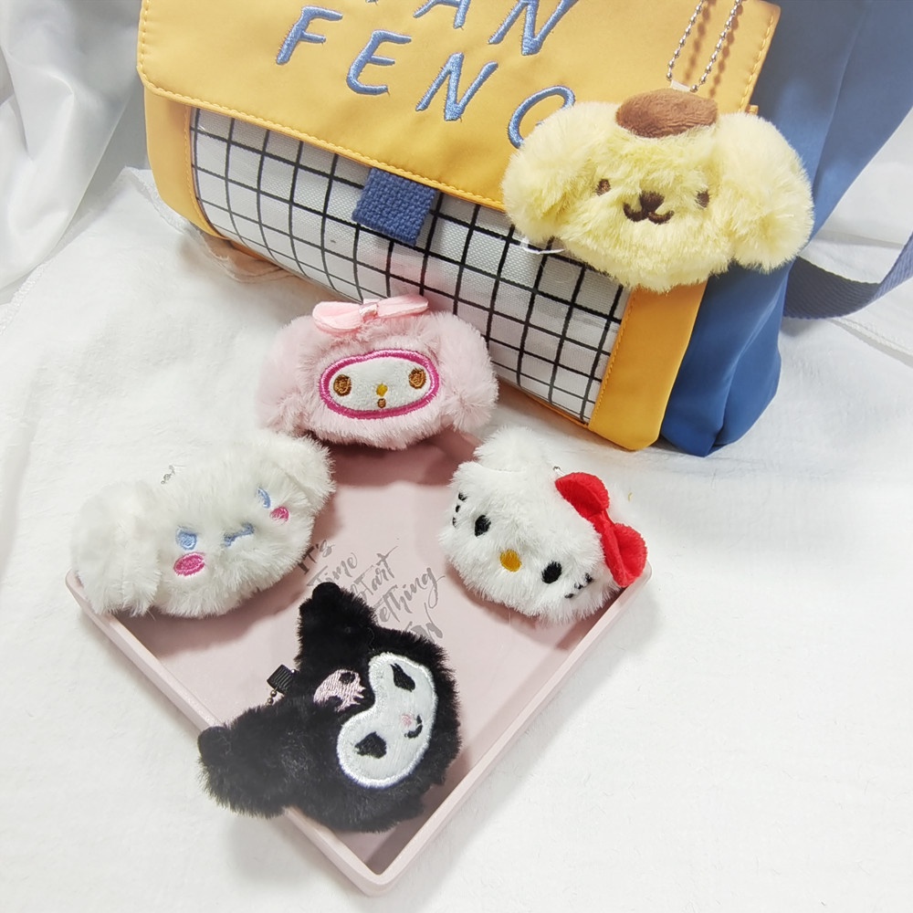 Gantungan Kunci Boneka Plush Kartun Sanrio Hello Kitty Kuromi Melody Pom Pom Purin Pochacco Untuk Hadiah