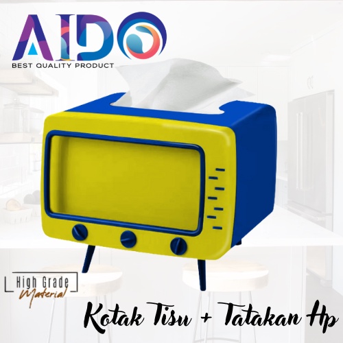 Kotak Tissue Box Organizer Bentuk TV Stand Holder Kotak Tissue Box Organizer Bentuk TV Handphone Holder Tempat Tisu