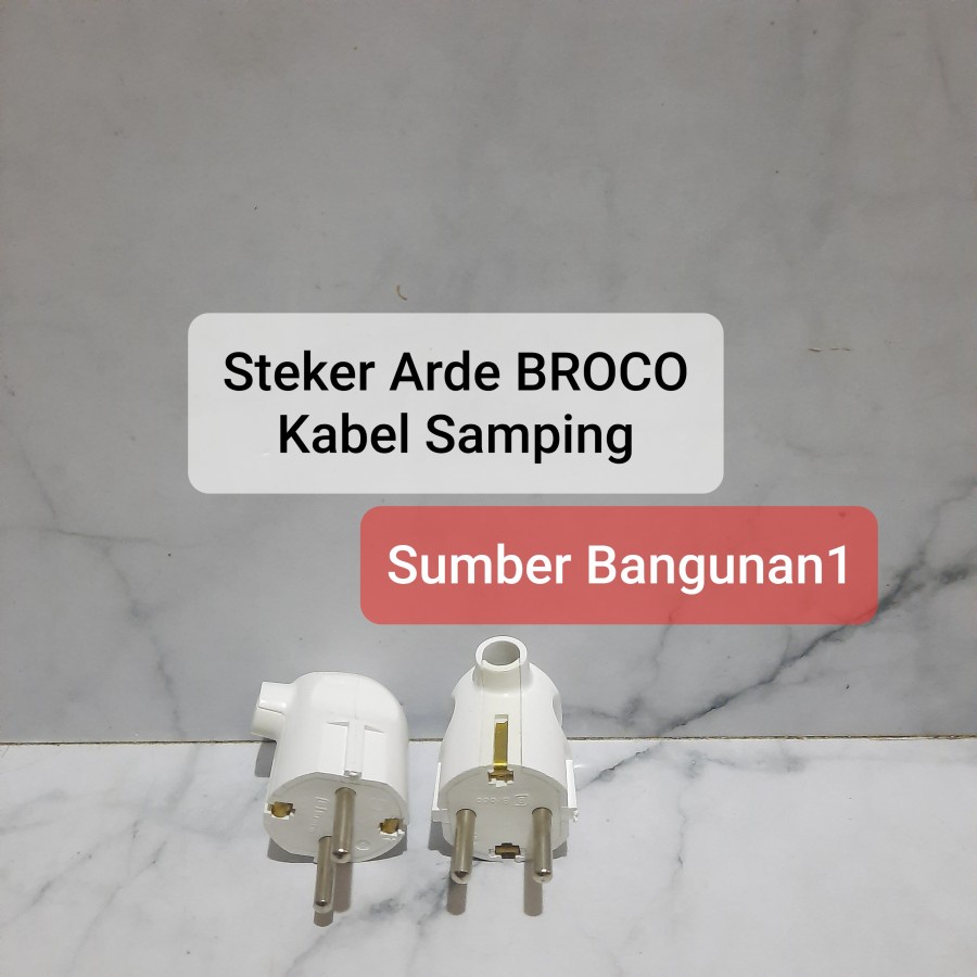 Steker arde broco putih colokan listrik kabel samping