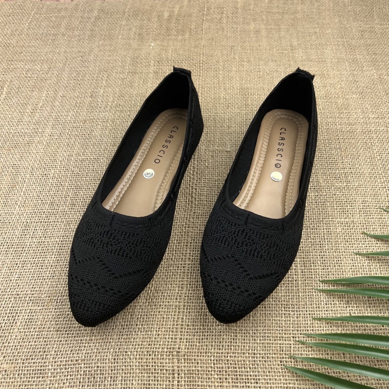 MARASYAFFA - SEPATU FLAT WANITA RAJUT IMPORT BK01