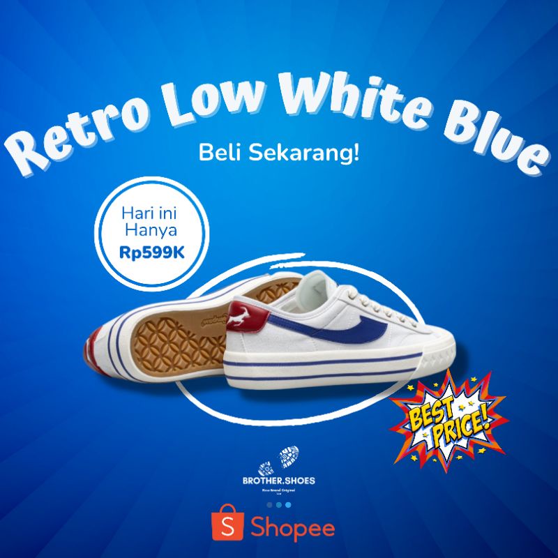 SEPATU COMPASS RETROGRADE LOW WHITE BLUE 37-44 [ORIGINAL]