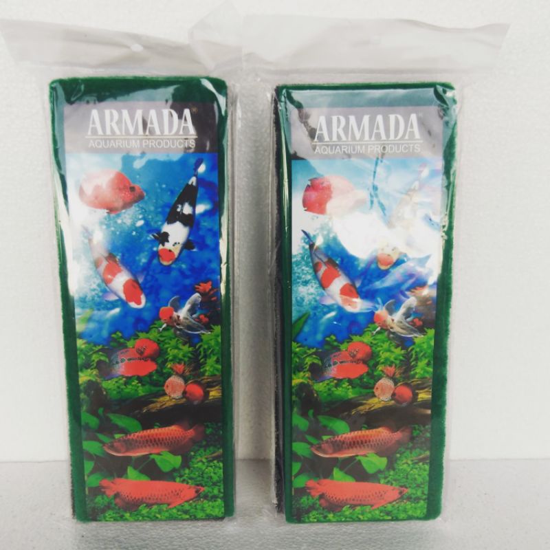 BIO FOAM DUA LAPIS ALL MERK (HITAM - IJO,HITAM-BIRU)  : Green woll filter kolam aquarium spon akuari