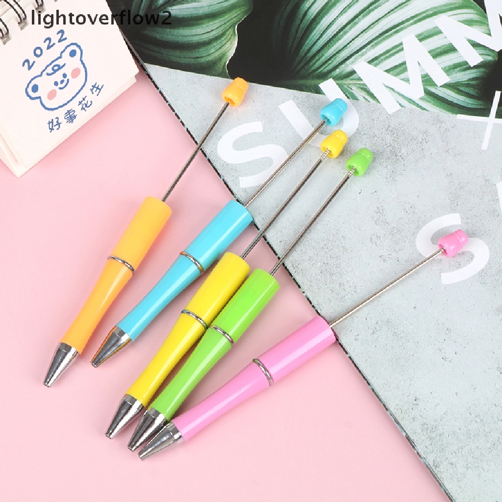 (lightoverflow2) Pulpen Dengan Manik-Manik Bahan Plastik Untuk Sekolah / Kantor