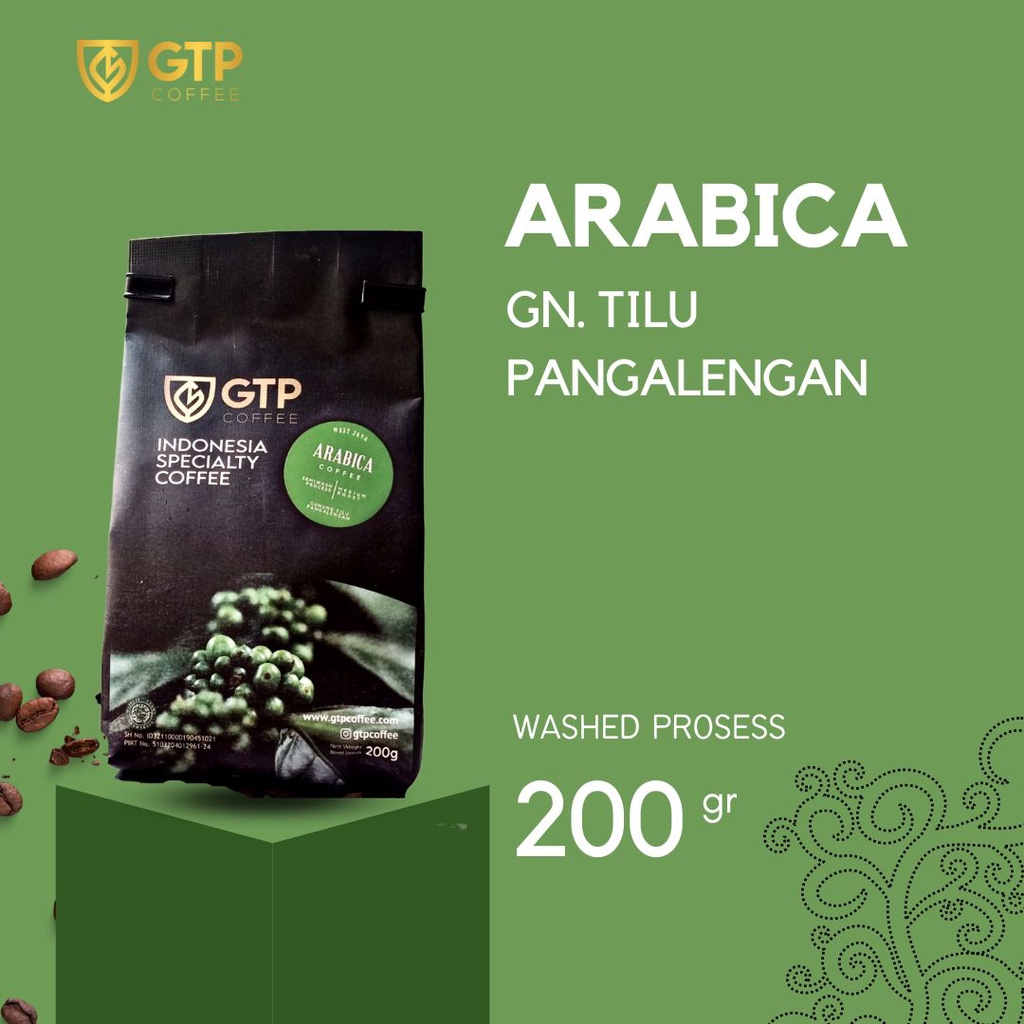 

Kopi Arabica Semiwash Wethull Biji Bubuk GTP Coffee 200gr