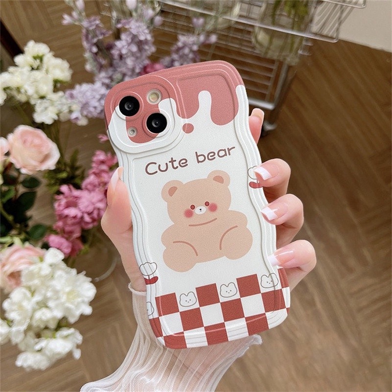 Soft Case Silikon Motif Kartun Beruang Untuk iPhone 14 13 12 11 Pro Max X Xr Xs Max 8 7 6 6s Plus