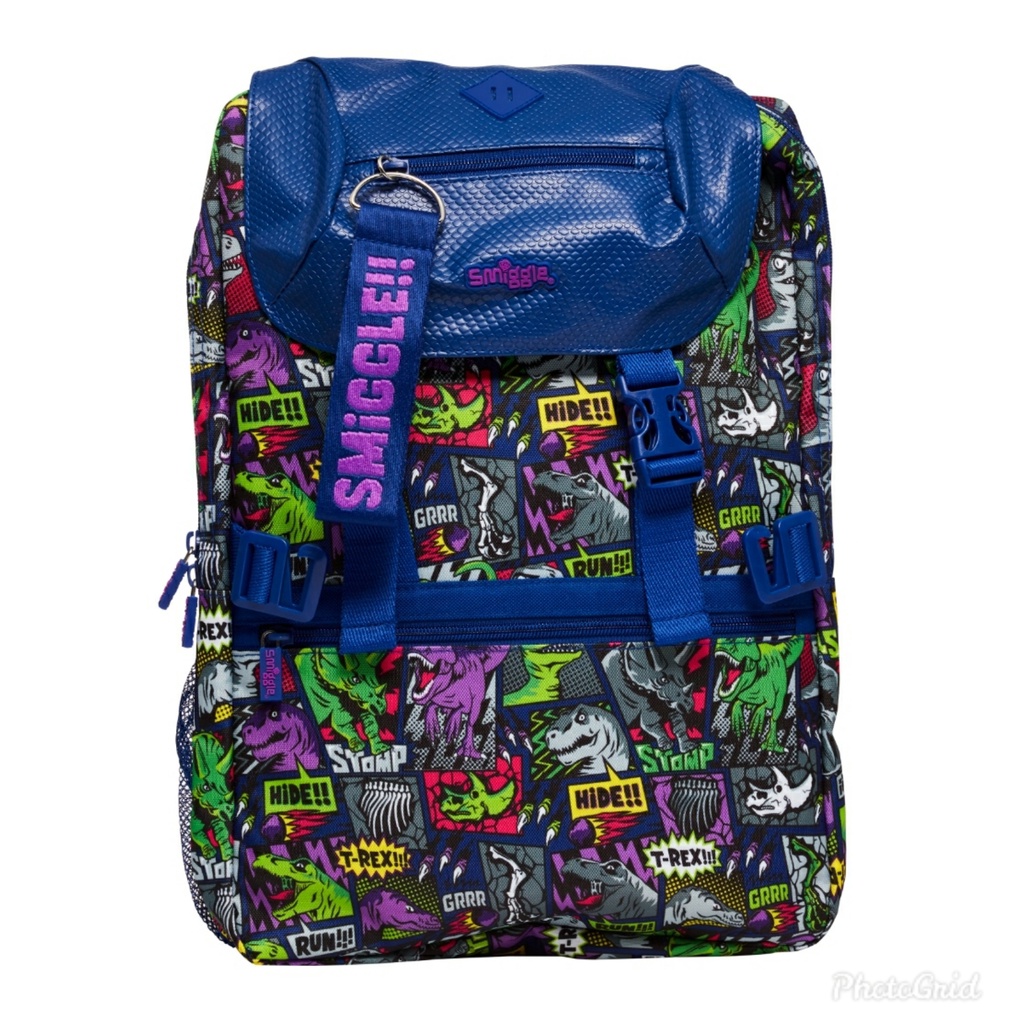 READY STOCK Smiggle Bright Side Foldover Attachable Backpack DINO, SMIGGLE FOLDOVER DINO