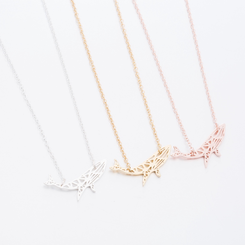 Kalung Rantai Desain Ikan Paus Bahan stainless steel Gaya Eropa Amerika Untuk Wanita