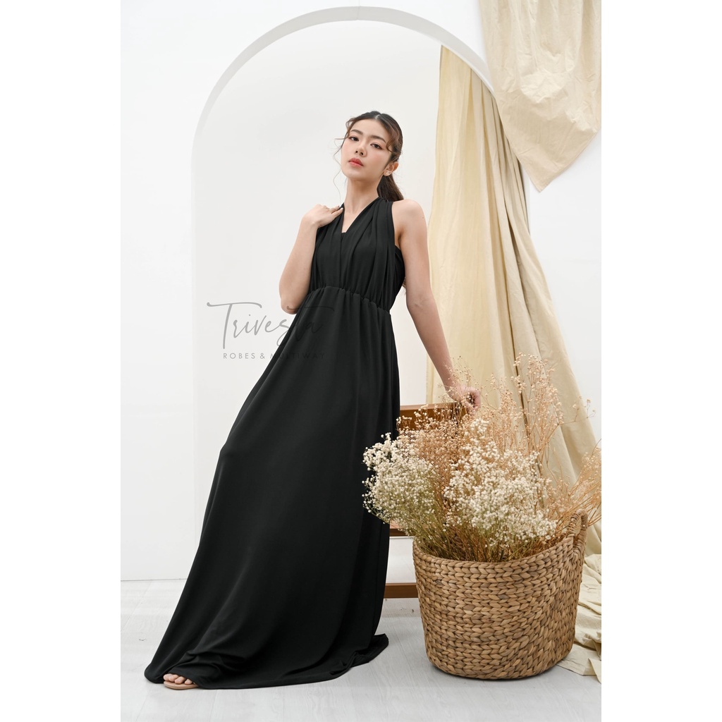 MAXI | HITAM/BLACK | MULTIWAY INFINITY CONVERTIBLE DRESS | FREE KEMBEN &amp; SPECIAL LONG SCRAFT