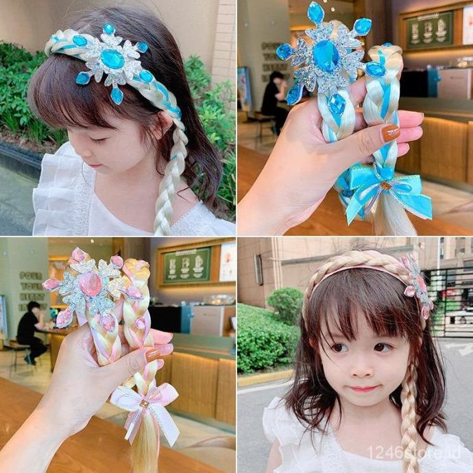 bando cristal aksesoris anak perempuan bando kepang anak mahkot frozen