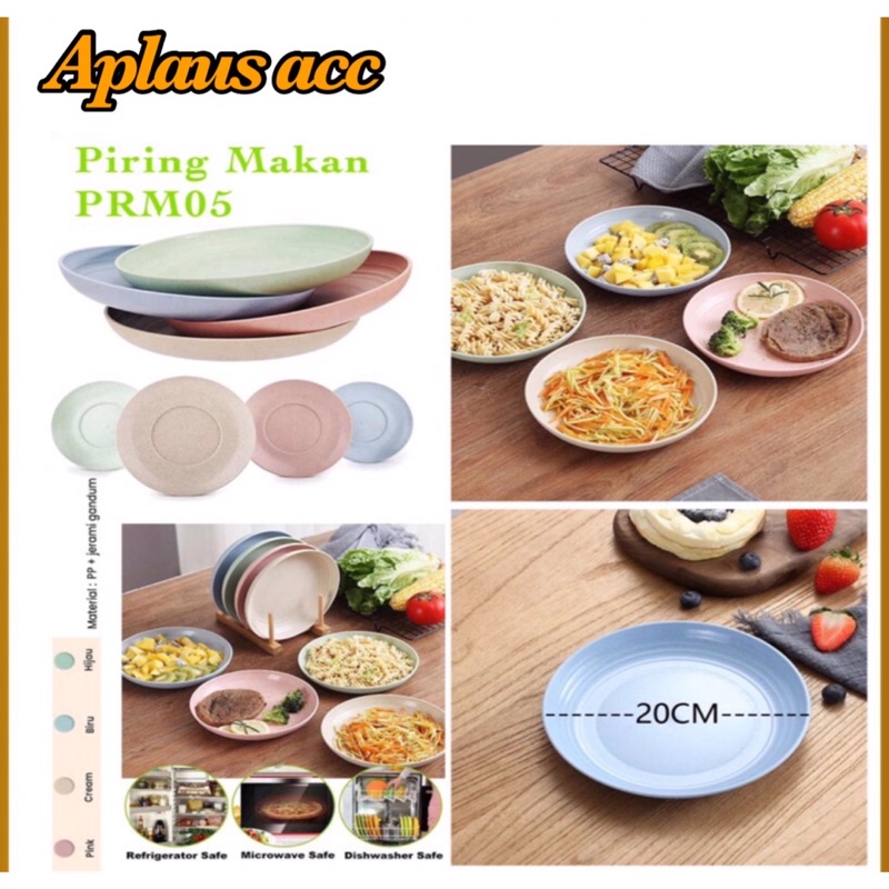 Piring Makan Wheat Straw Warna Warni Bahan jerami Gandum PRM05
