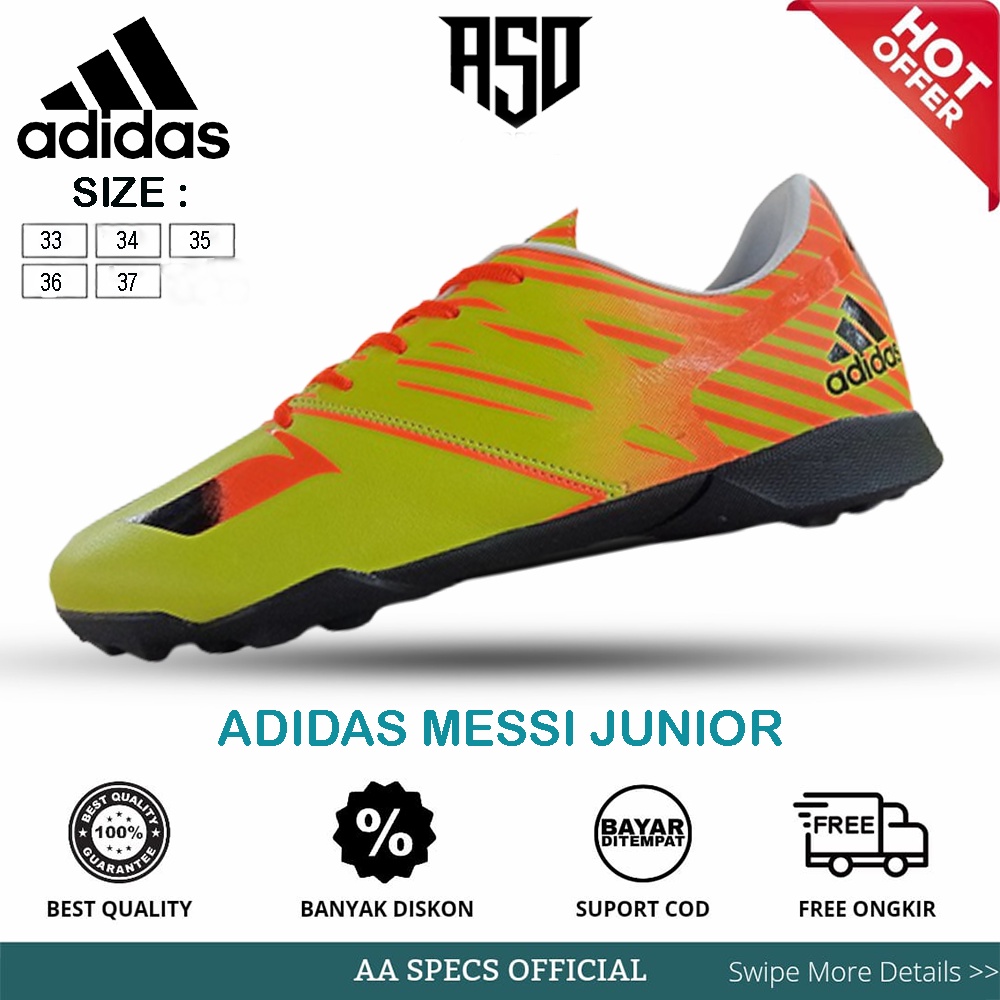 Sepatu Futsal Anak Sd Adidas Messi Original Ukuran 33 - 37 Stabilo Orange