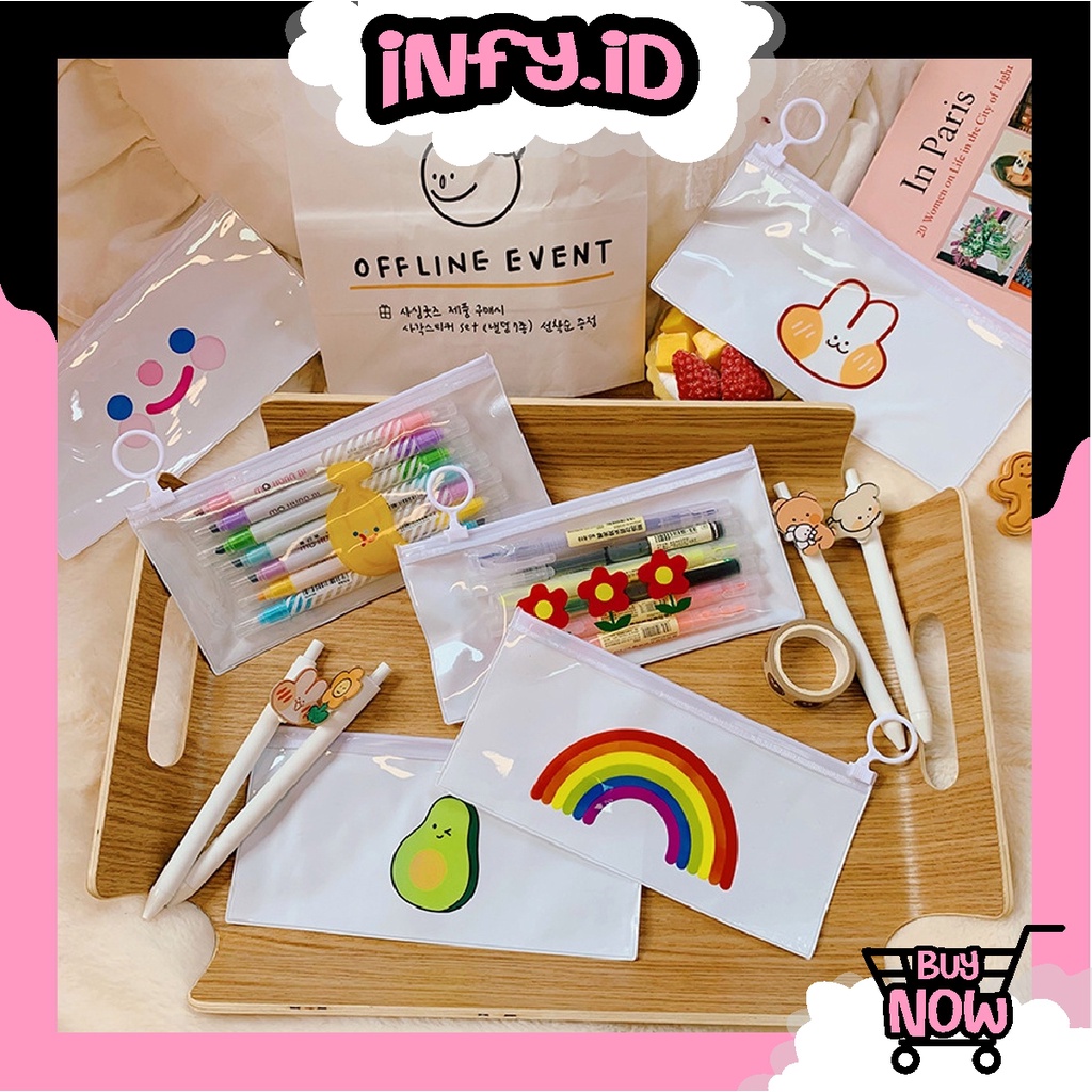 INFY -  Tempat Pensil Transparan Zip Tempat Kosmetik Zip R444 R799