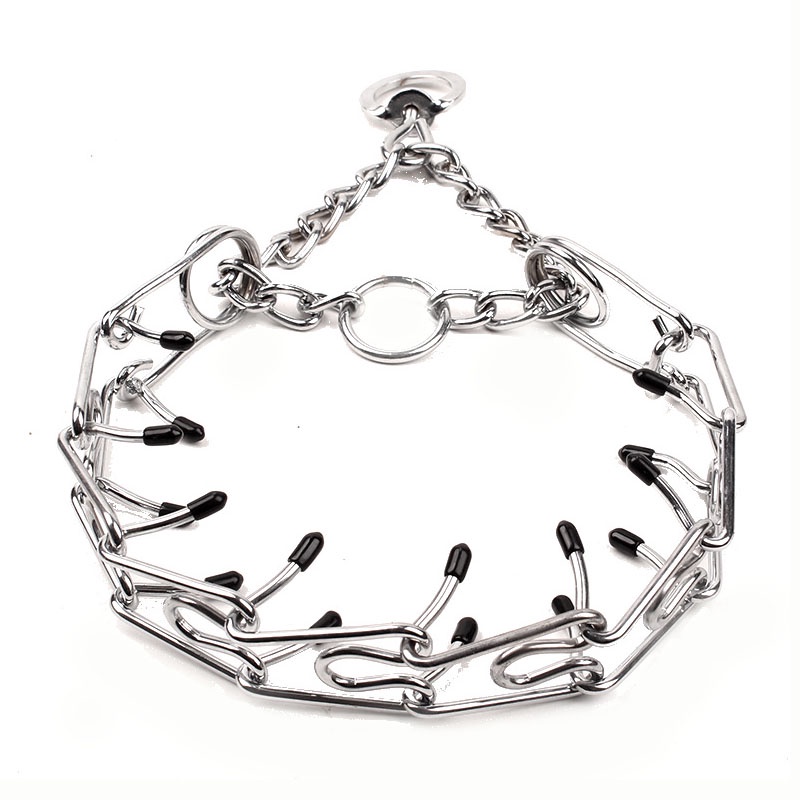 Kalung Anjing Bahan Stainless Steel Dengan Ujung Karet Adjustable