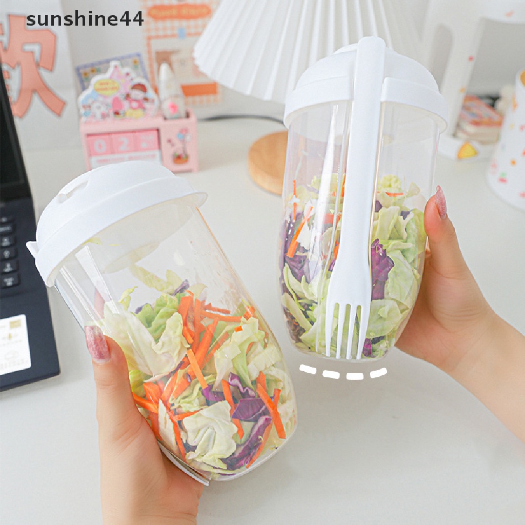 Sunshine Set Container / Gelas Sereal / Oatmeal / Yogurt / Salad Dengan Sendok + Garpu Untuk Sarapan