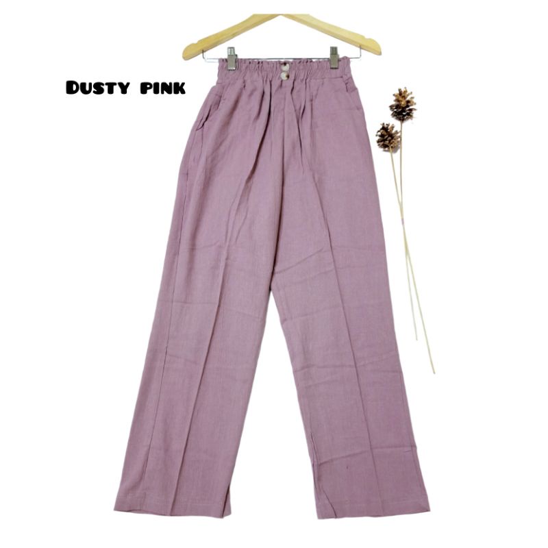 Celana kulot Linen crinkle soft / kulot pants highwaist / celana panjang wanita