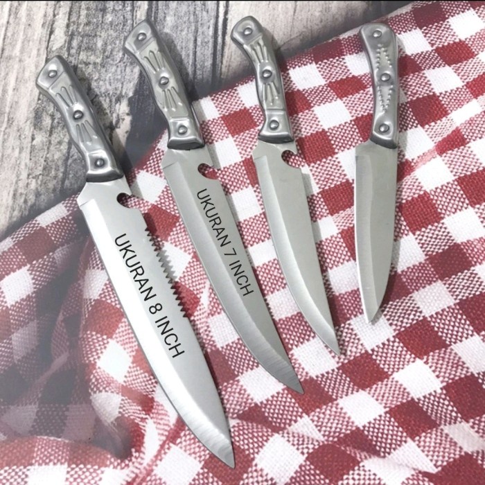 BISA COD - Pisau Dapur Gagang Stainless Murah Ukuran 7/8 Inch Super Tajam zt