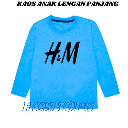 Kaos Anak Laki Laki Perempuan Lengan Panjang H Tengah Usia 2-16 Tahun Unisex Cowok Cewek
