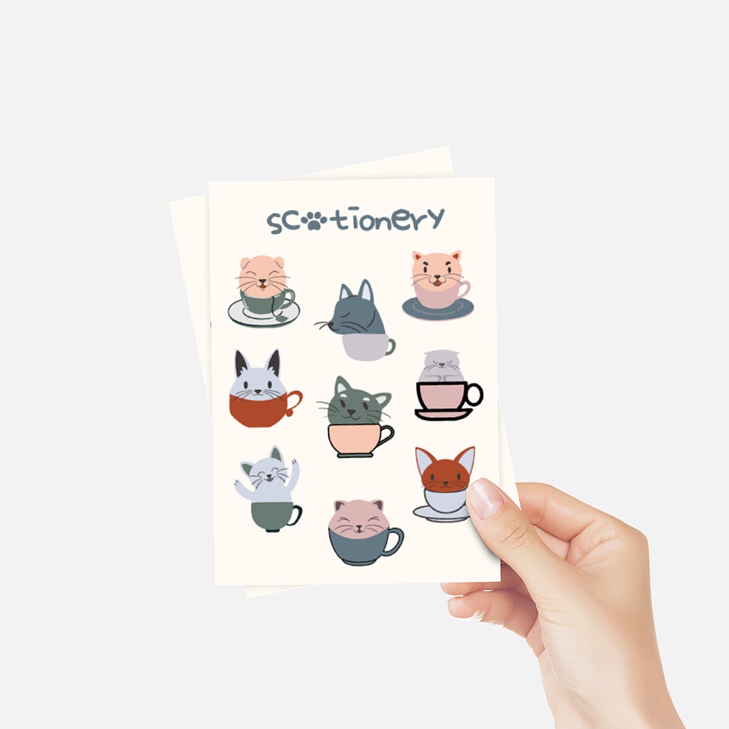 

Glossy Sticker - Set of 2 Stiker Vinyl Kucing Lucu Ukuran A5 (14.8 cm x 21 cm) untuk Scrapbook, Notebook, Laptop atau Smartphone