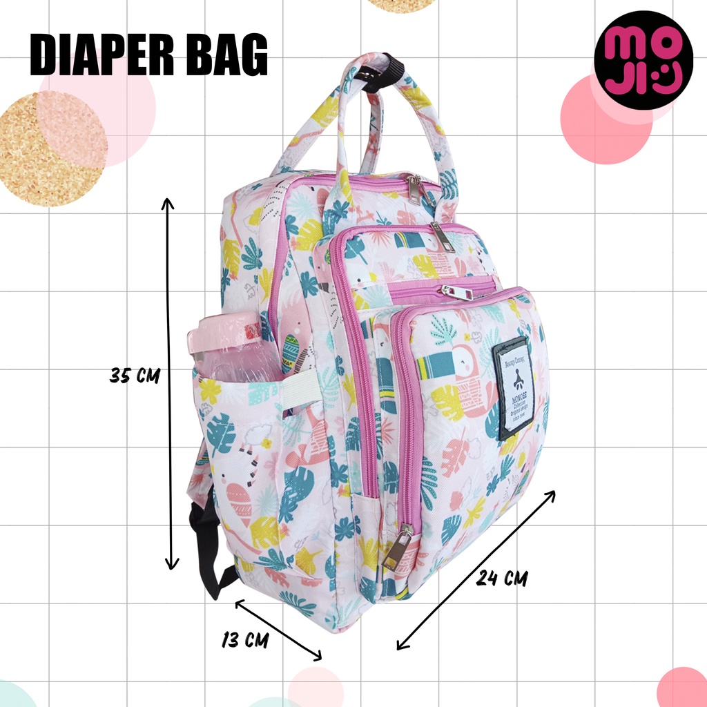 Diaper Bag MONOBE Ukuran 14 Inch - Tas Bayi Ransel Sekat Lengkap - MOJI