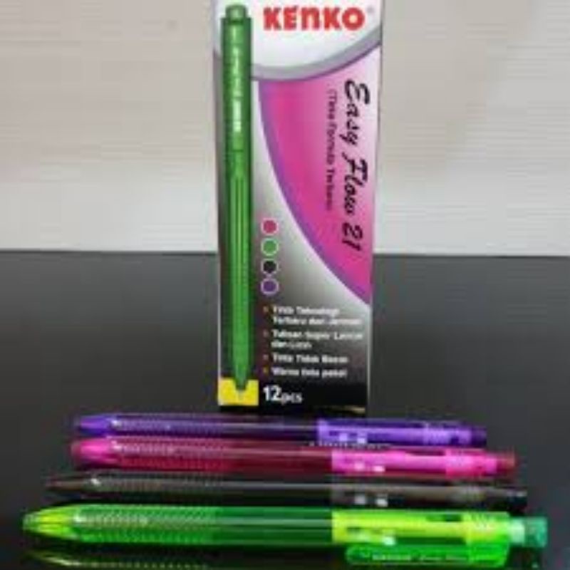 Pulpen Kenko Easy Flow 21 Hitam / Ballpoint Original Kenko