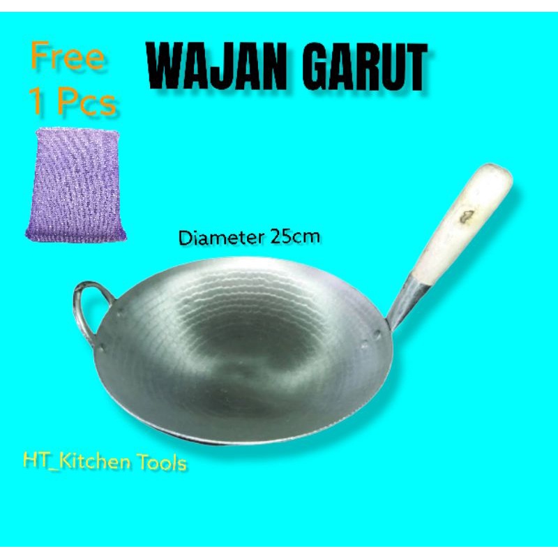 Wajan Nasi Goreng Aluminium Gagang Kayu Diameter 25Cm Asli Garut Tebal, Anti Penyok, Lengket & Karat