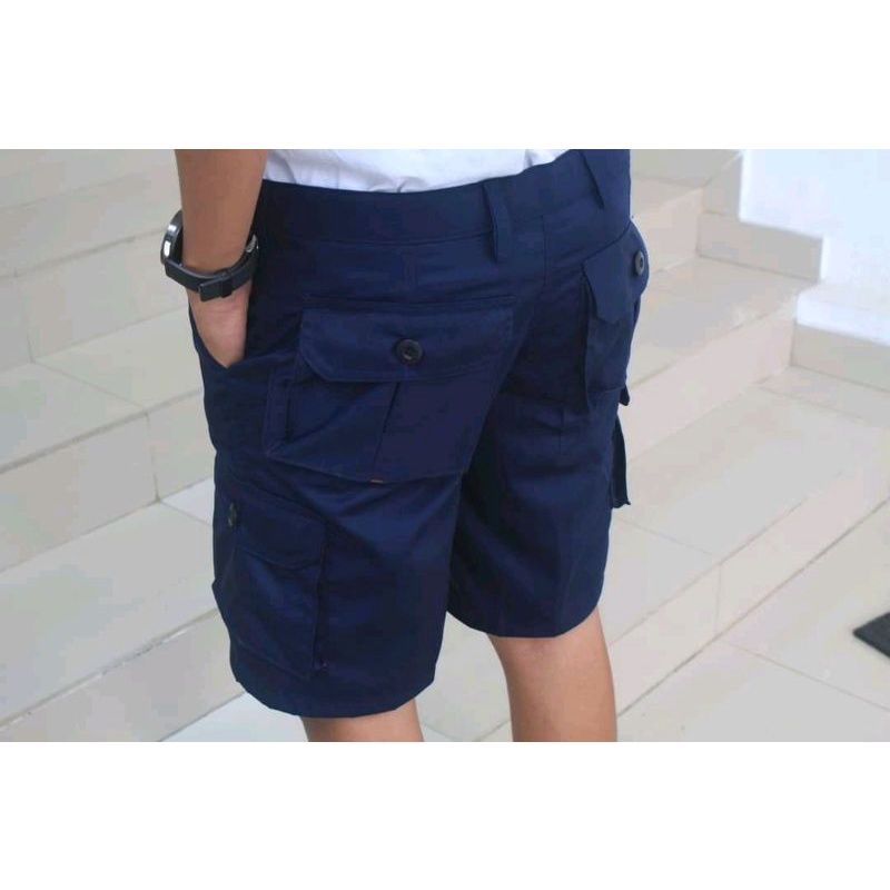 PROMO BAYAR DITEMPAT SIZE 27-38 Celana Pendek PINGGANG KARET Pria Cargo PREMIUM HITAM ABU MOCCA CREAM NAVY