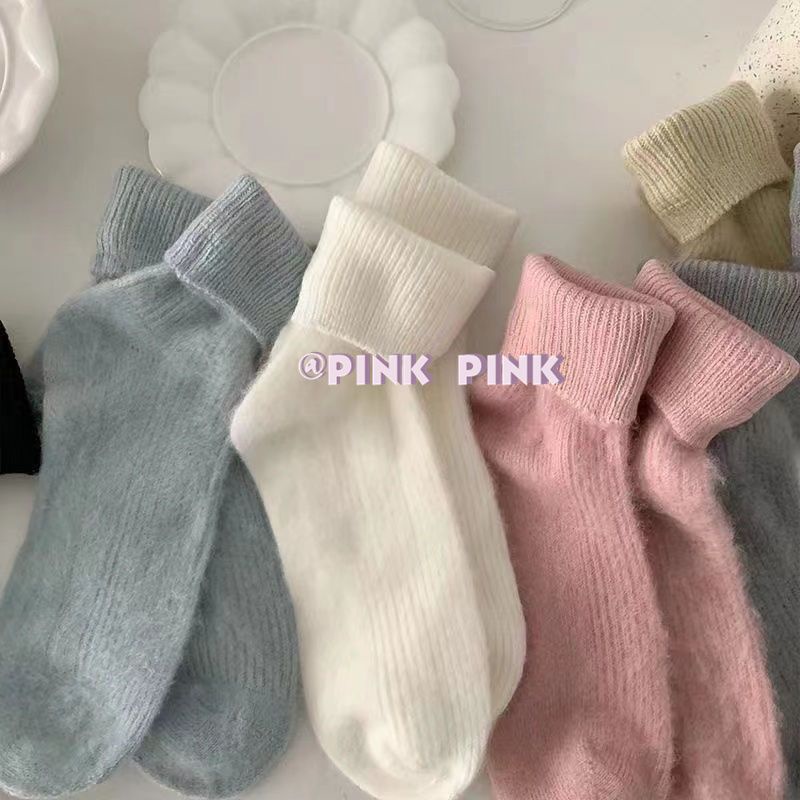 6 pasang kaus kaki mewah warna solid yang lembut dan lengket untuk wanita hangat anak perempuan berg
