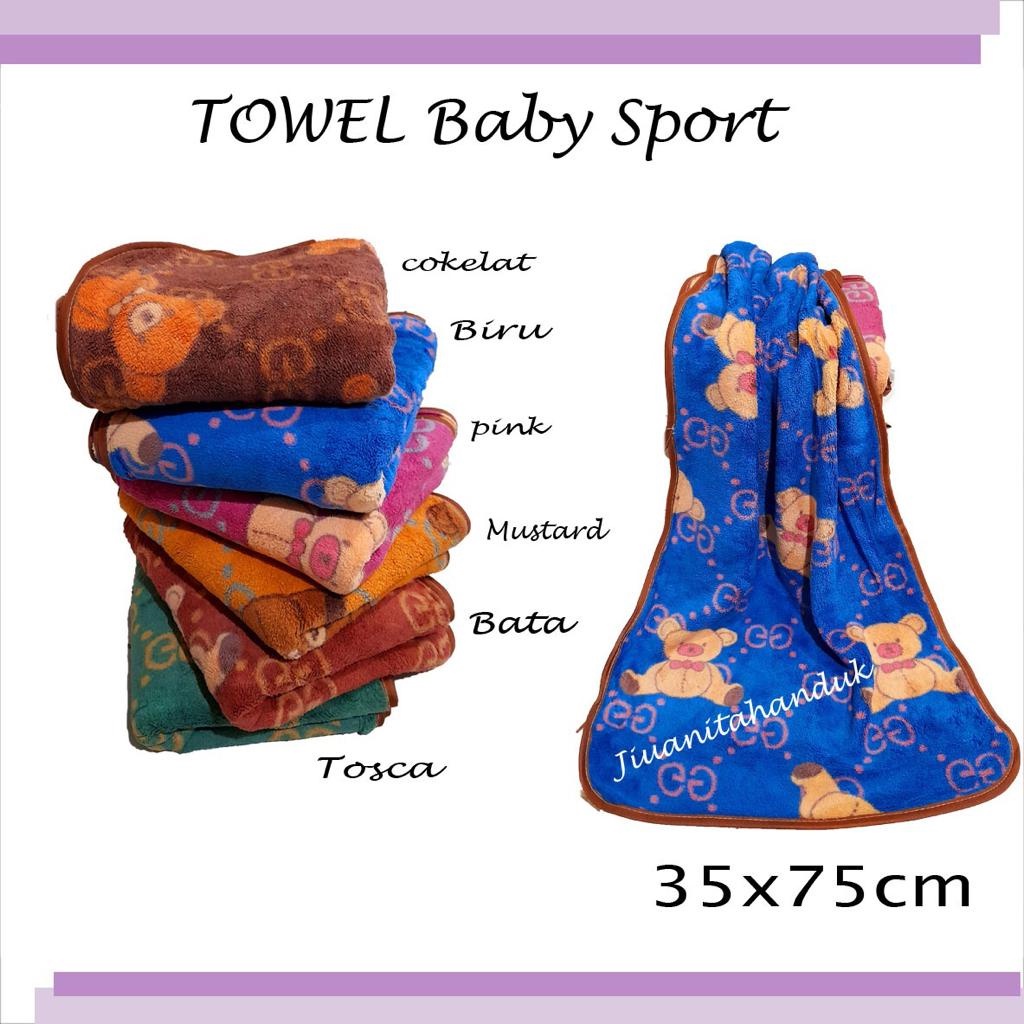 JH Handuk Bayi Microfiber Motif Aplikasi Sport Tebal 35x75 cm Paling Murah