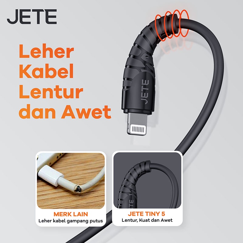 Kabel Data Kabel USB Micro Fast Charging with LED Light JETE Tiny 5 - Garansi 2 Tahun