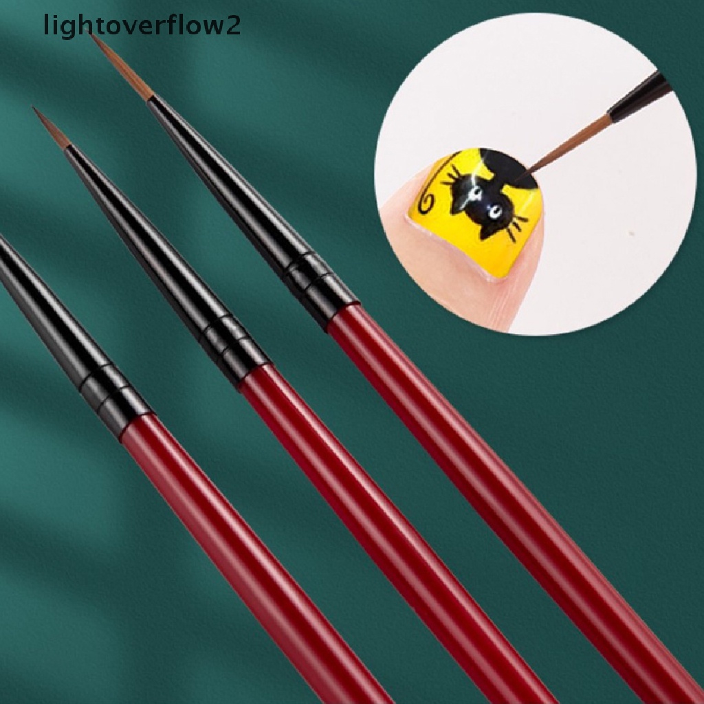 (lightoverflow2) 3pcs / Set Brush Pen Liner Tipis Untuk Gambar Hiasan Nail Art Diy