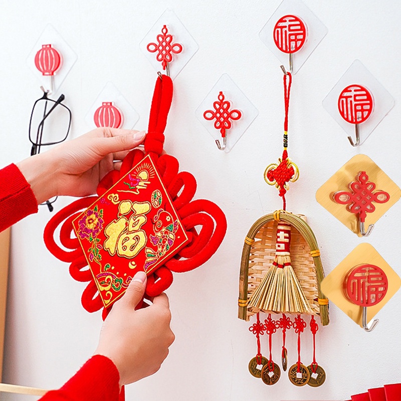 Rak Kait Dinding Penyimpanan Kunci Multifungsi Gaya China Untuk Dekorasi Kamar Mandi