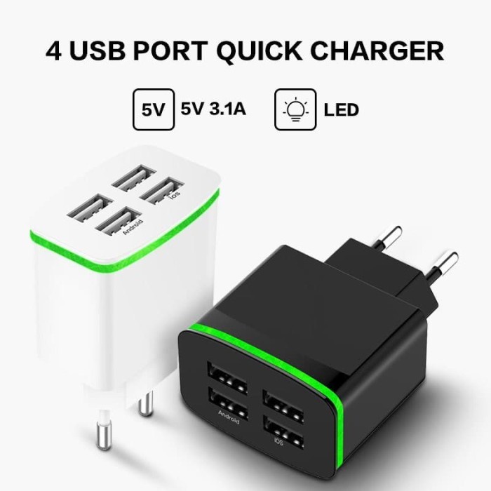 Adaptor Charger PINZY T22 4 Port USB  3.1A Quick Charge