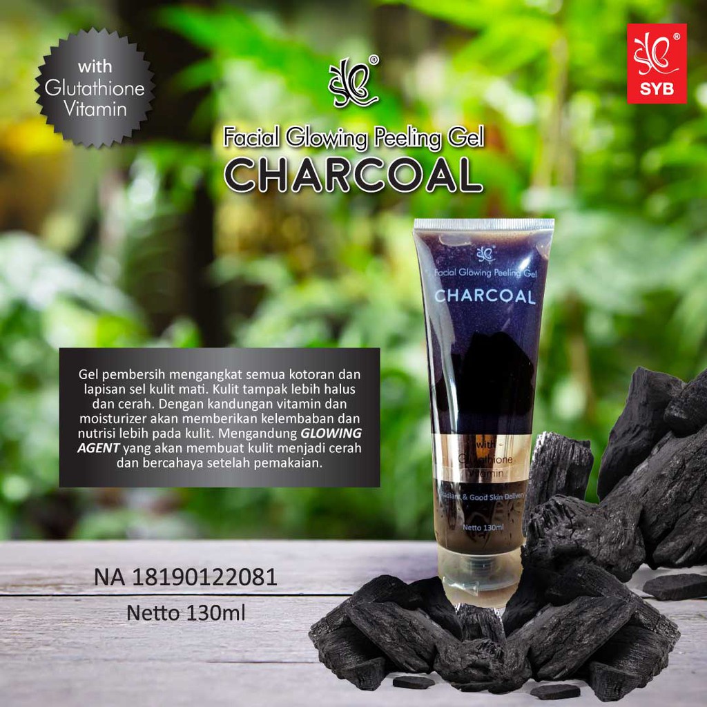 SYB Facial Glowing Peeling Gel Charcoal / FACIAL GLOWING PEELING GEL CHARCOAL BLACK WITH GLUTHATION by syb