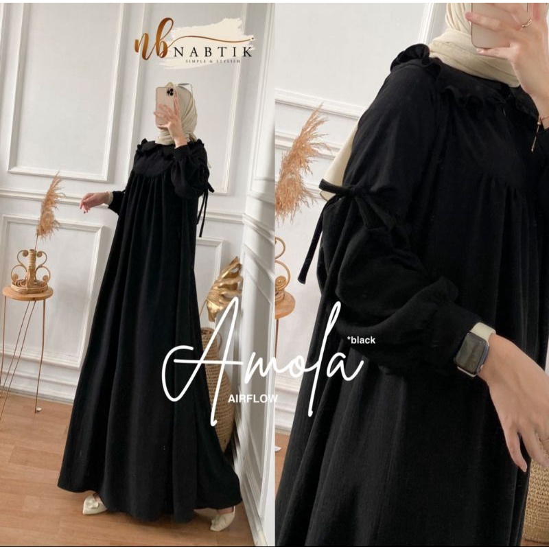 RESTOK AMOLA WARNA BARU GAMIS MUSLIMAH NEW AMOLA DRESS MAXY ABAYA RUFLE ORI NABTIK