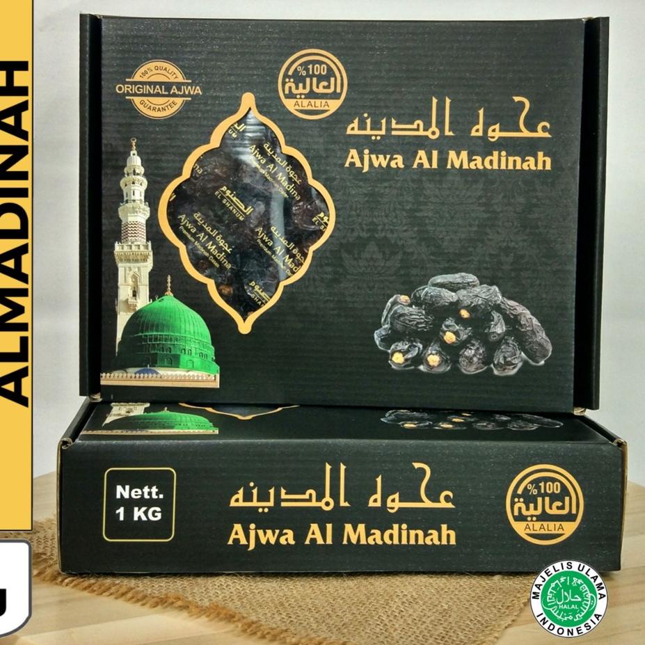

10.10 Brands Festival Kurma Ajwa Organik Super Premium Al-Madinah Original 1kg / Kurma Nabi Asli / Kurma Ajwa Premium Elshanum / Azwa al-madinah premium 100% Original kemasan dus premium / Oleh-oleh haji 