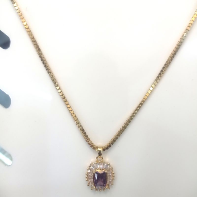 kalung titanium diamond zicron ungu