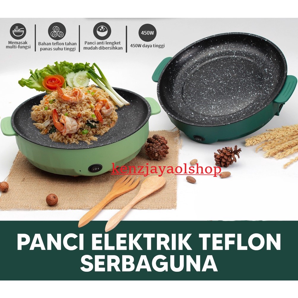 ( KJO ) Grill Pan Electrik 22 cm Grill Pan Serbaguna - Panci Panggang Anti Lengket