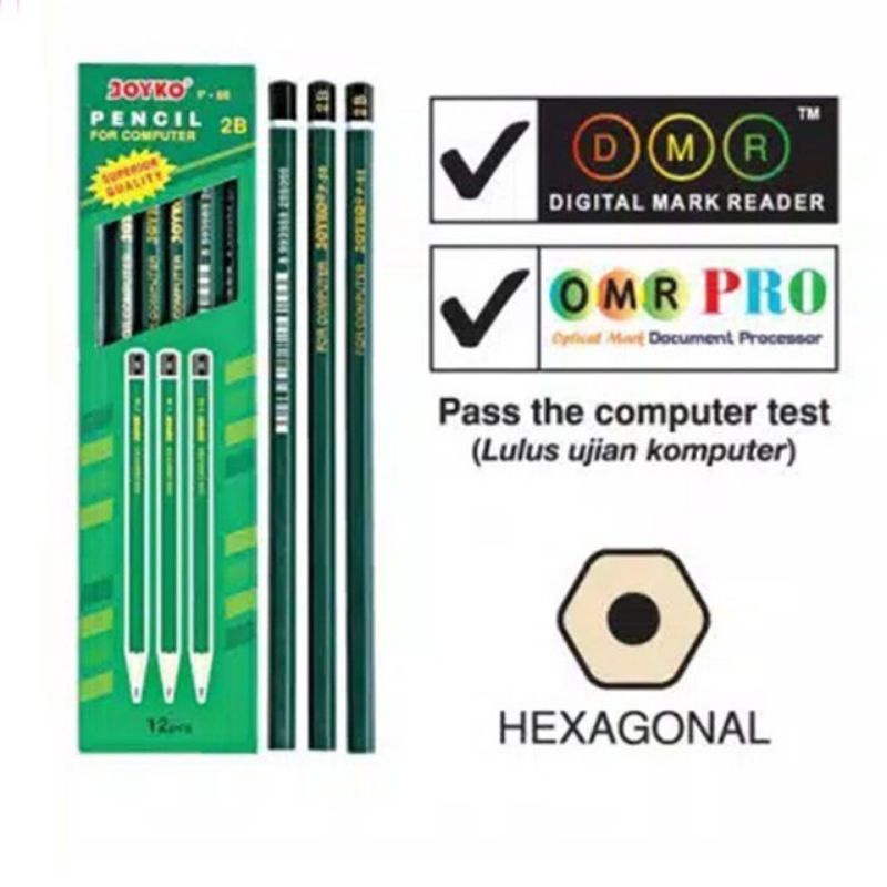 

[JOYKO] Pensil 2B P-88 Hijau For Computer @1ls 12pcs