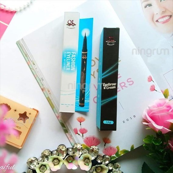 Ningrum QL Cosmetic Eyeliner Fashion | Kuas | Spidol 8ml | Eyebrow Cream Waterproof  Kosmetik Mata BPOM - 7002